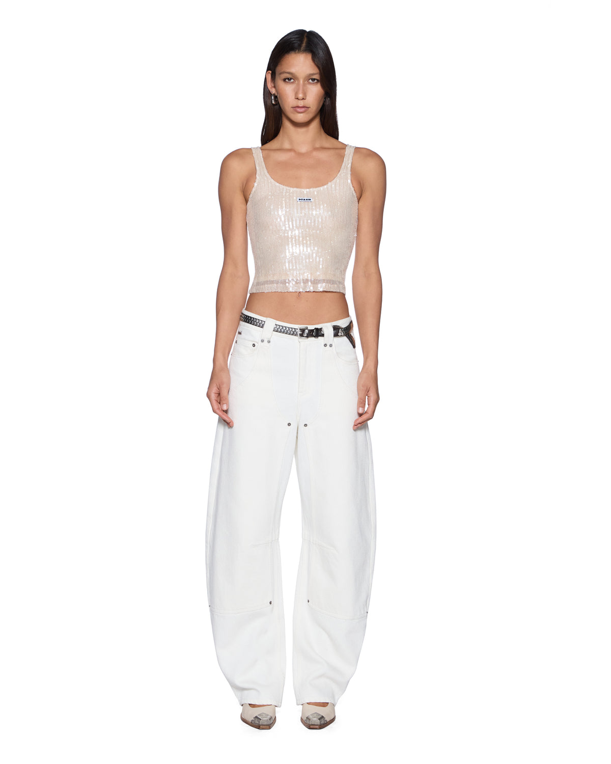 Womens Chloe Tank Nude Spark Slim Fashion Tops - Tan