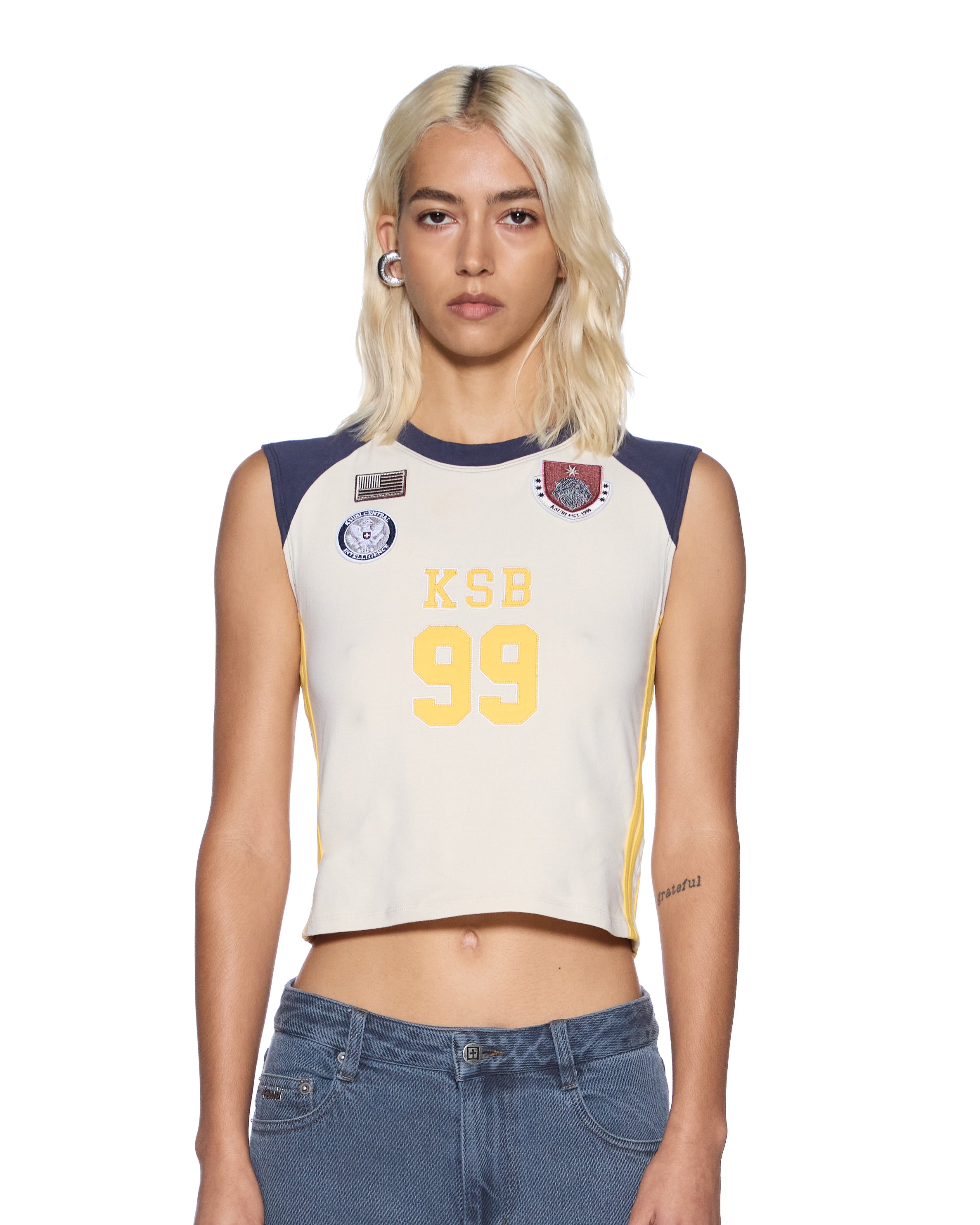 Womens Ksb Baby Tank Navy White Tees | Ksubi ++