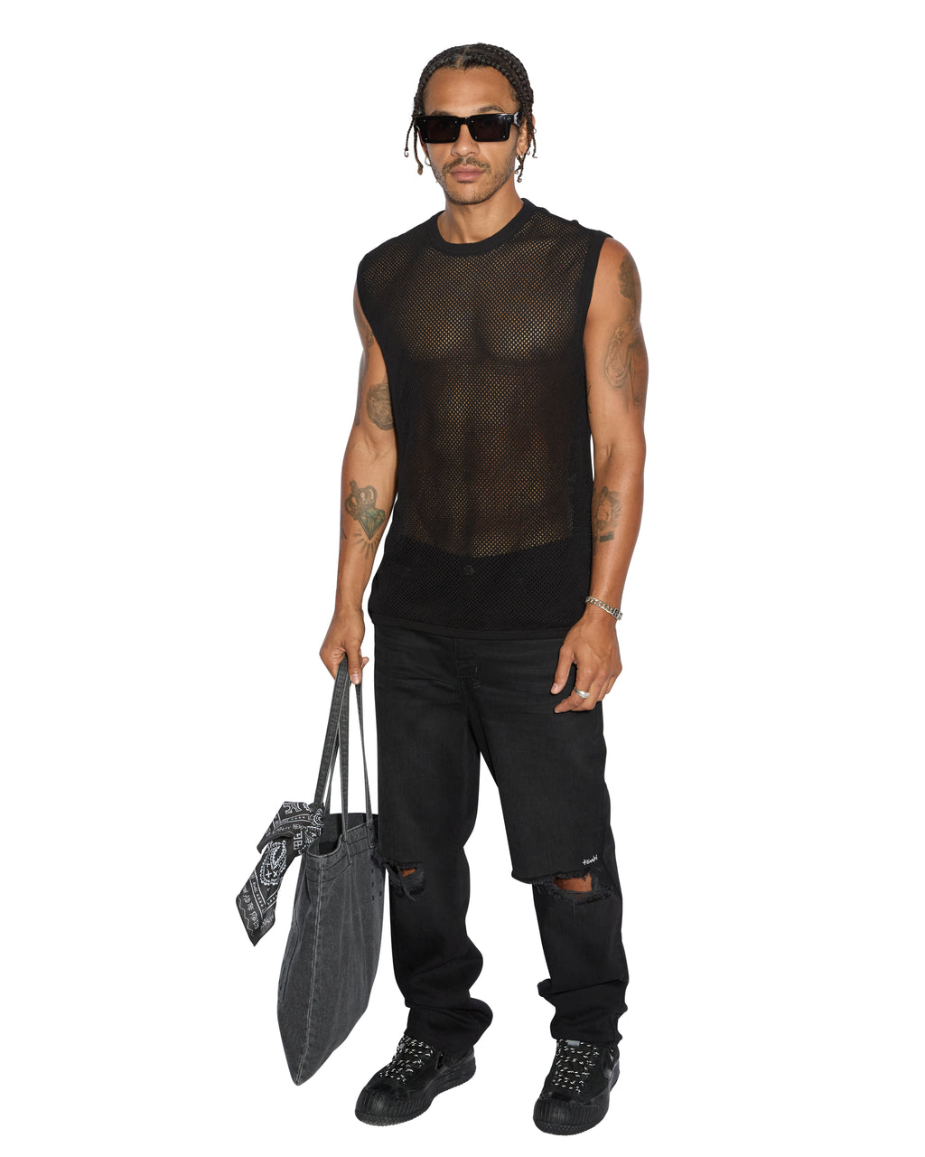 Mens Networth Tank Black Relaxed Tees - Black