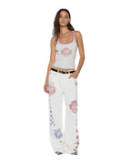 WOMENS PITT LANE ORIGIN TANK SNOW MARLE/RED FASHION TOPS