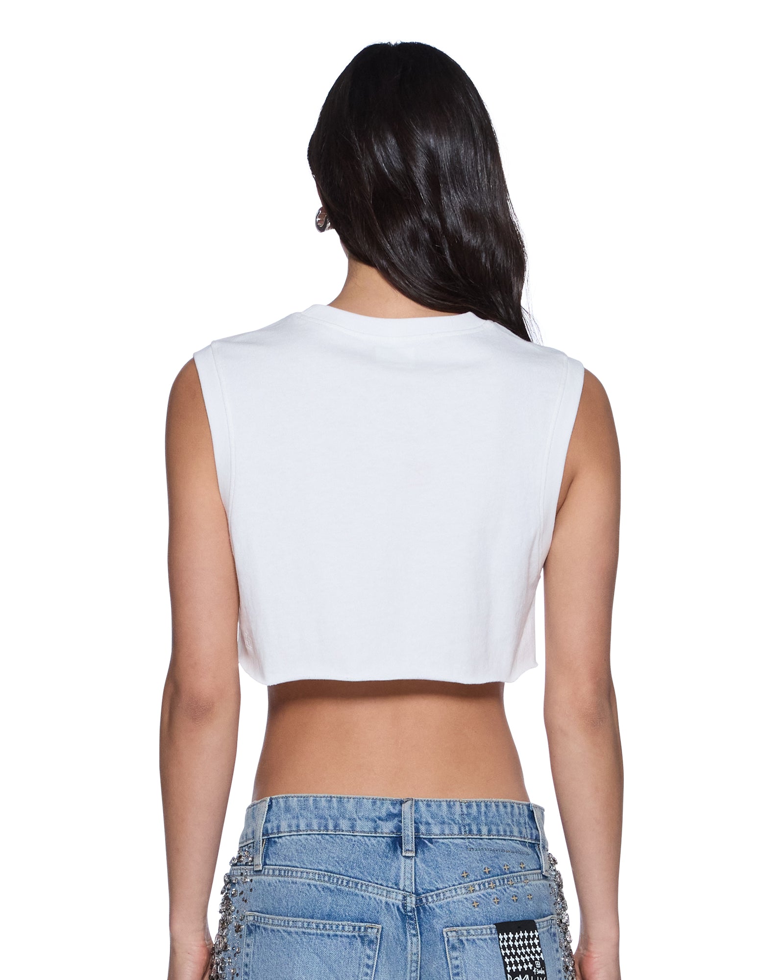 WOMENS  LABELS CROP TANK WHITE SLIM TEES