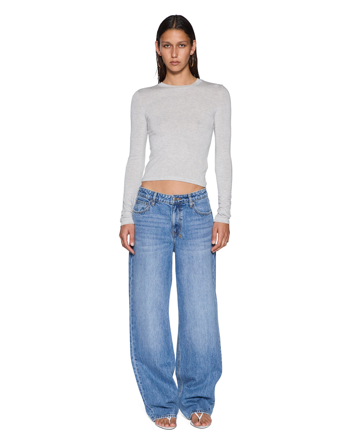 Womens Staple Ls Tee Grey Regular Tees - Grey