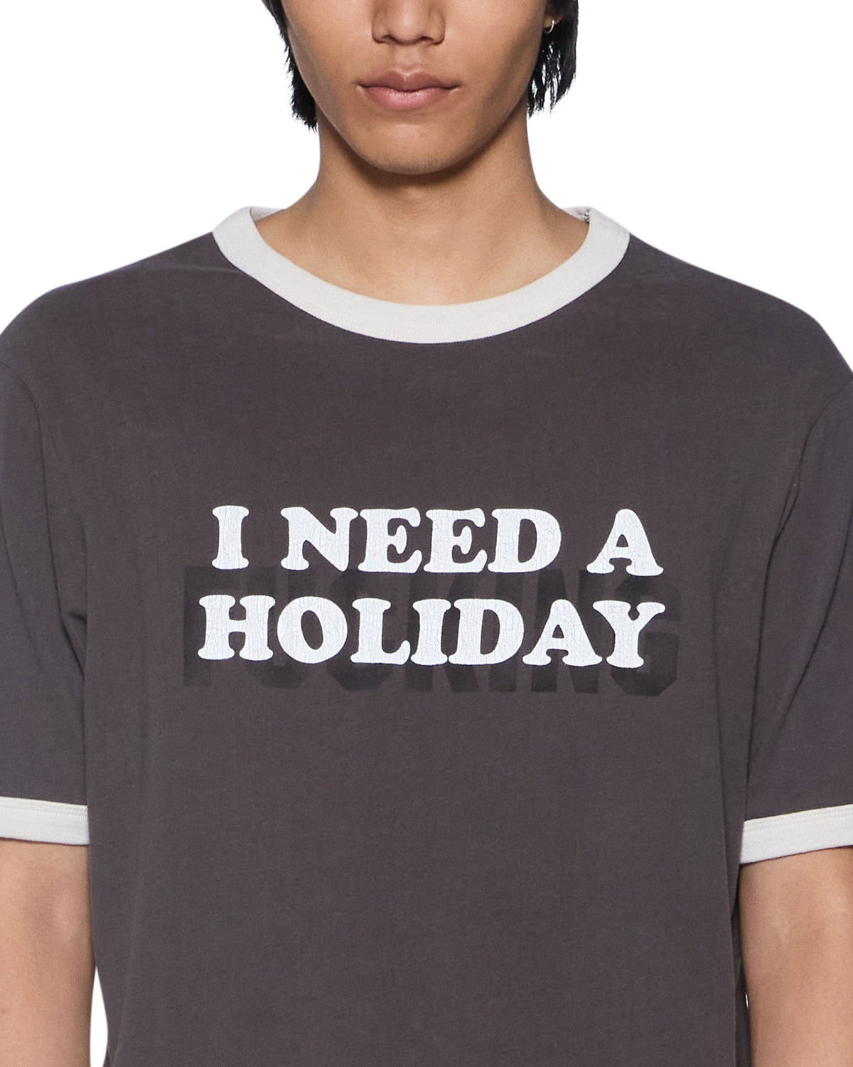 MENS HOLIDAY RINGER SS TEE FADED BLACK TEES