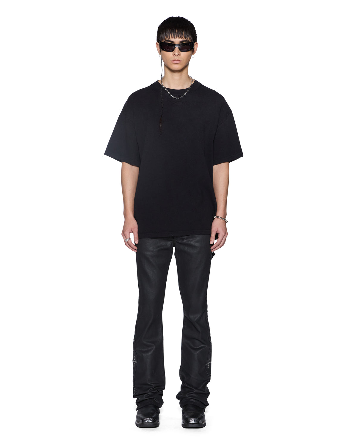 Mens Intruder Ekcess Ss Tee Jet Black Oversized Tees - Black