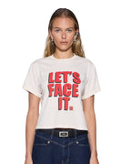 WOMENS LETS FACE IT SHRUNKEN SS TEE BONE TEES