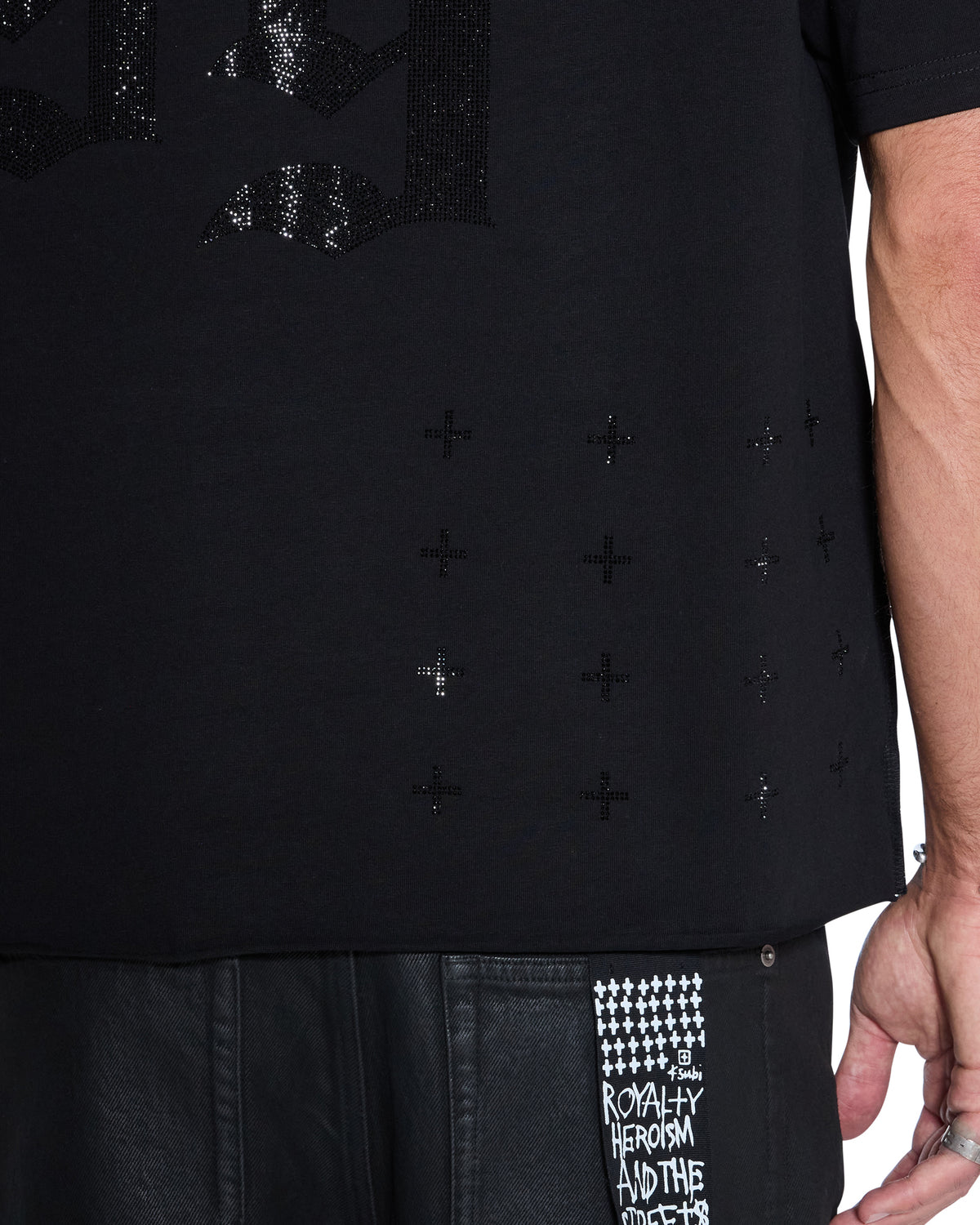 MENS STARDOM EKCESS SS TEE JET BLACK CRYSTAL TEES