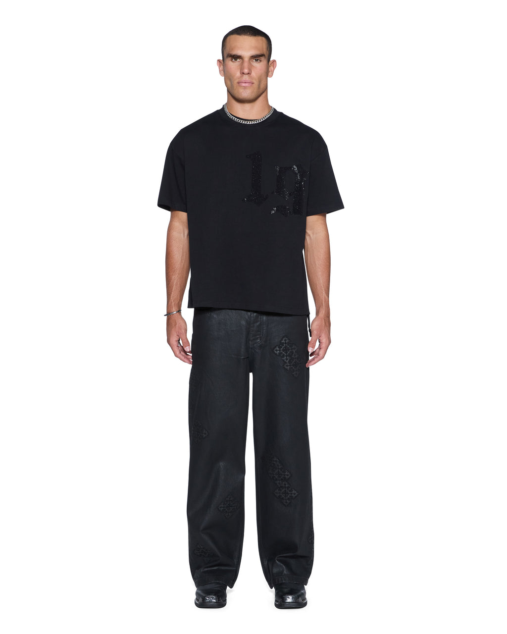 MENS STARDOM EKCESS SS TEE JET BLACK CRYSTAL TEES