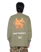 Mens Zero Heroes Ls Tee Militant Oversized Tees - Khaki