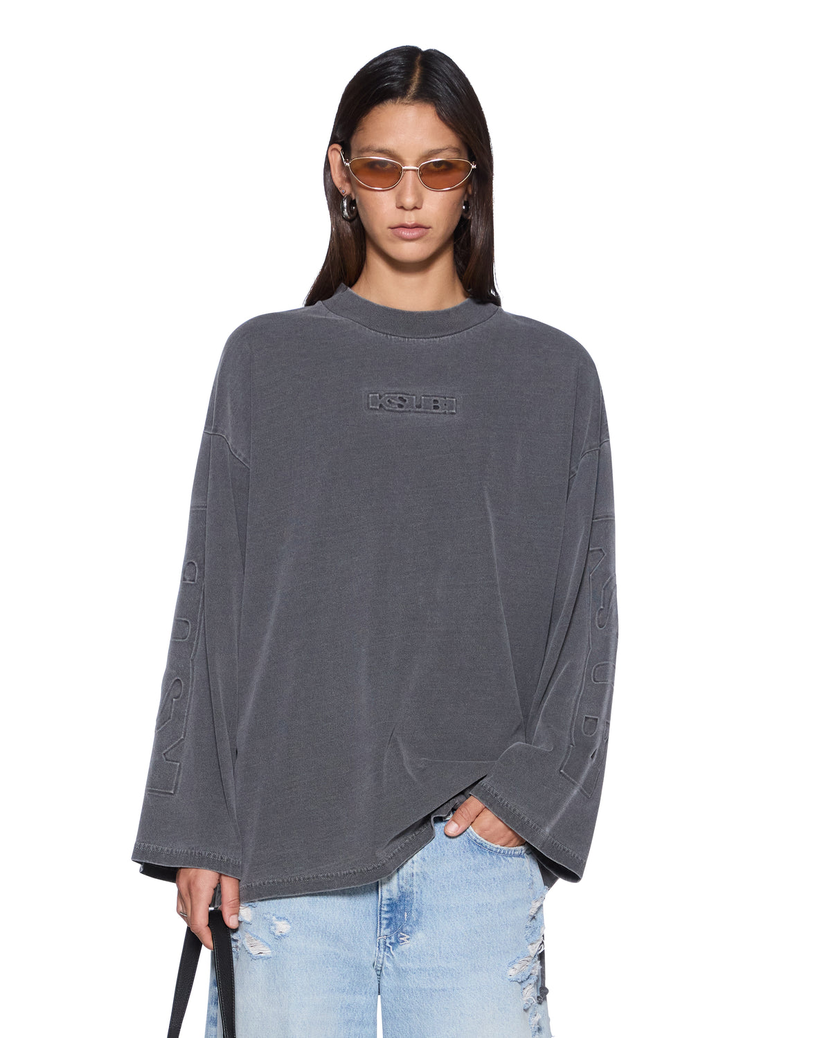 WOMENS SOTT ALTAR BOYFRIEND LS TEE CHARCOAL TEES