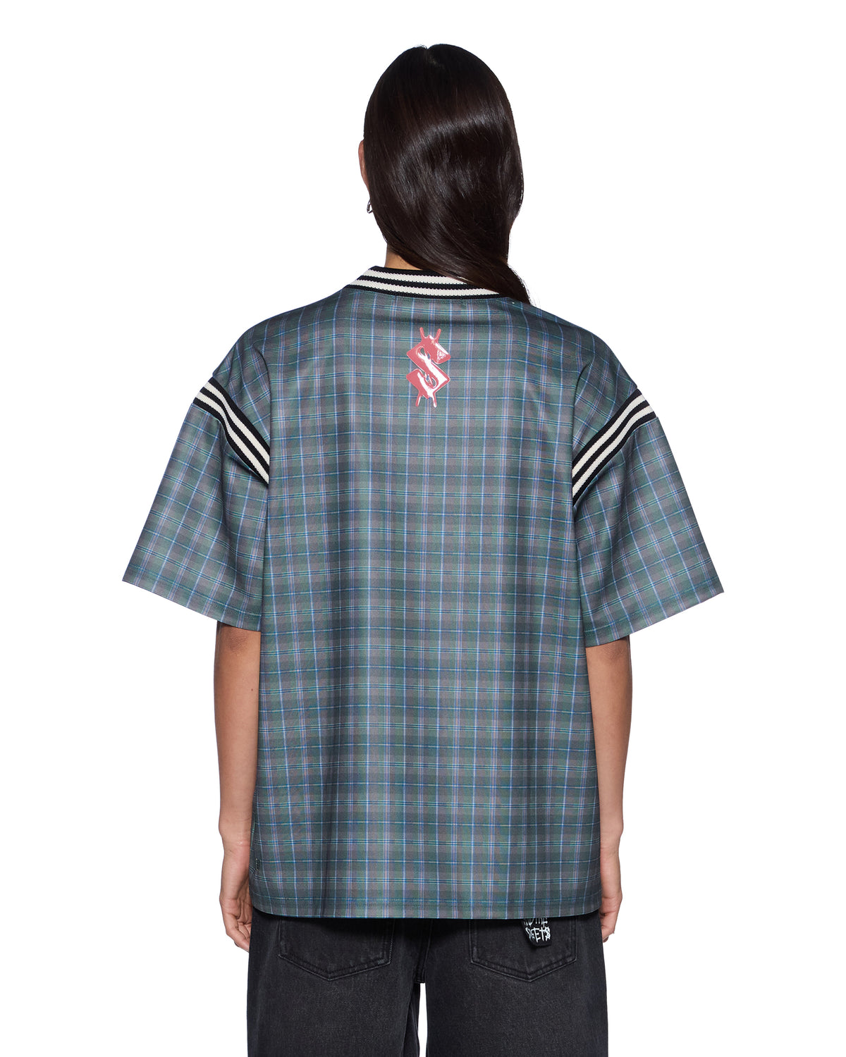 Womens Union Jersey Hunter Plaid Boxy Fashion Tops - Green