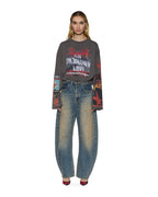 Womens Altar Ls Boyfriend Tee Charcoal Oversized Tees - Grey