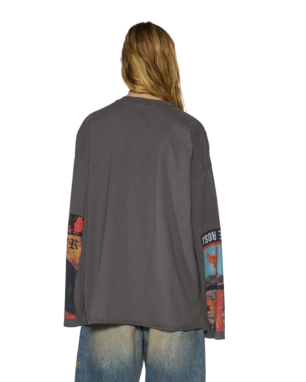 Womens Altar Ls Boyfriend Tee Charcoal Oversized Tees - Grey