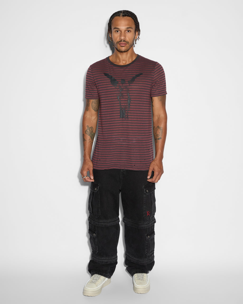 MENS ANGEL SIOUX SS TEE RED STRIPE TEES