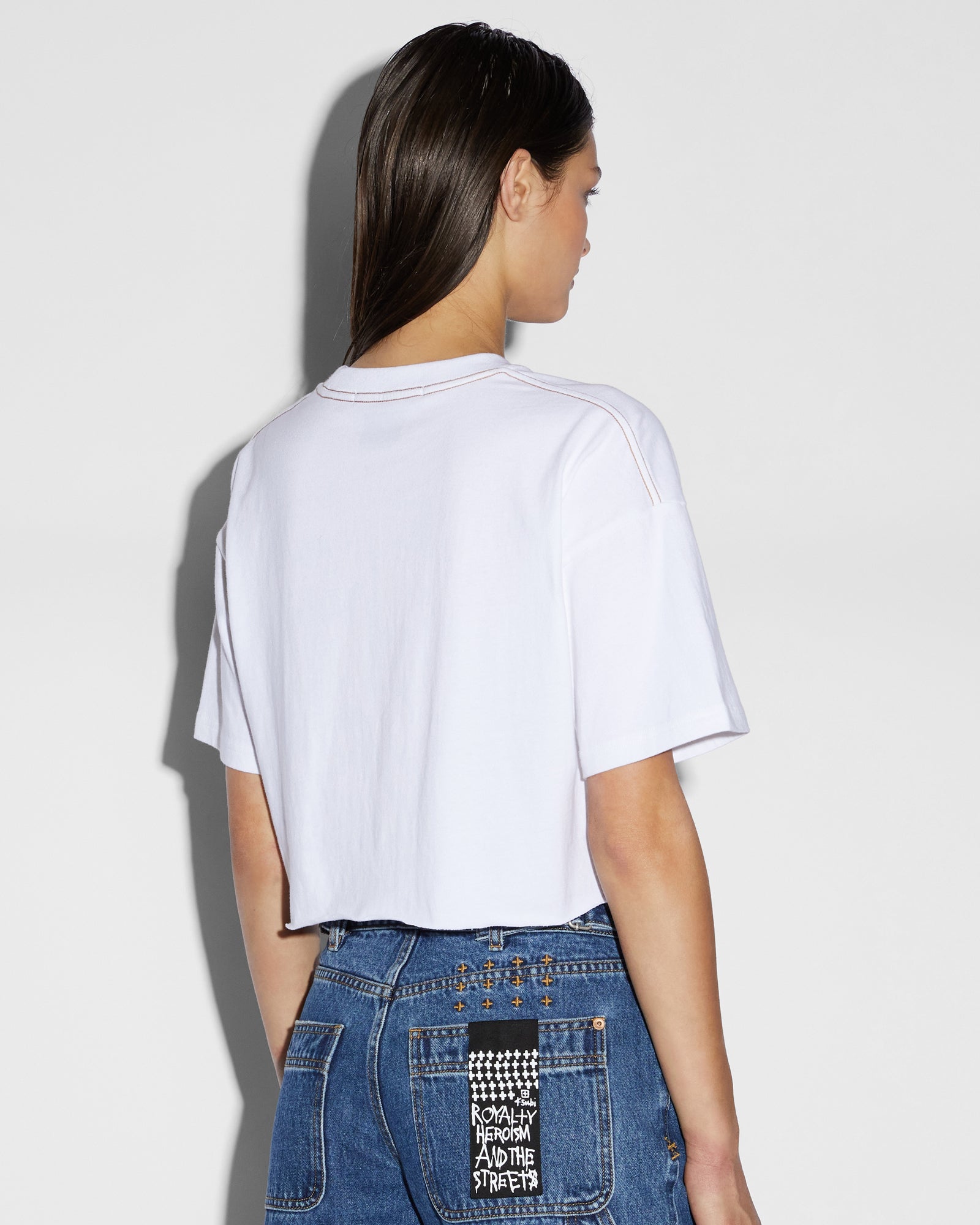 Short-sleeve square-neck cropped tee, Twik