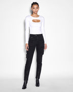 Womens Straight Up Stealth Cargo Slim Straight Denim Jeans - Black