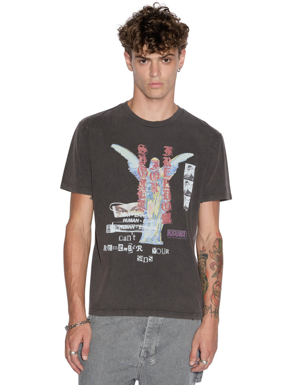 Sinners Kash Short Sleeve T-Shirt - Acid Black | Ksubi ++