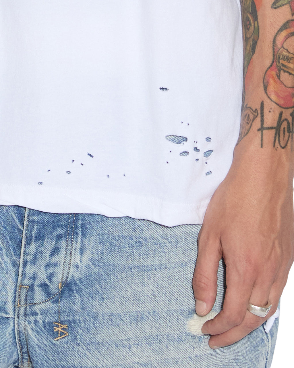 Mens Sioux Ss Tee Vintage White Slim Tees - White