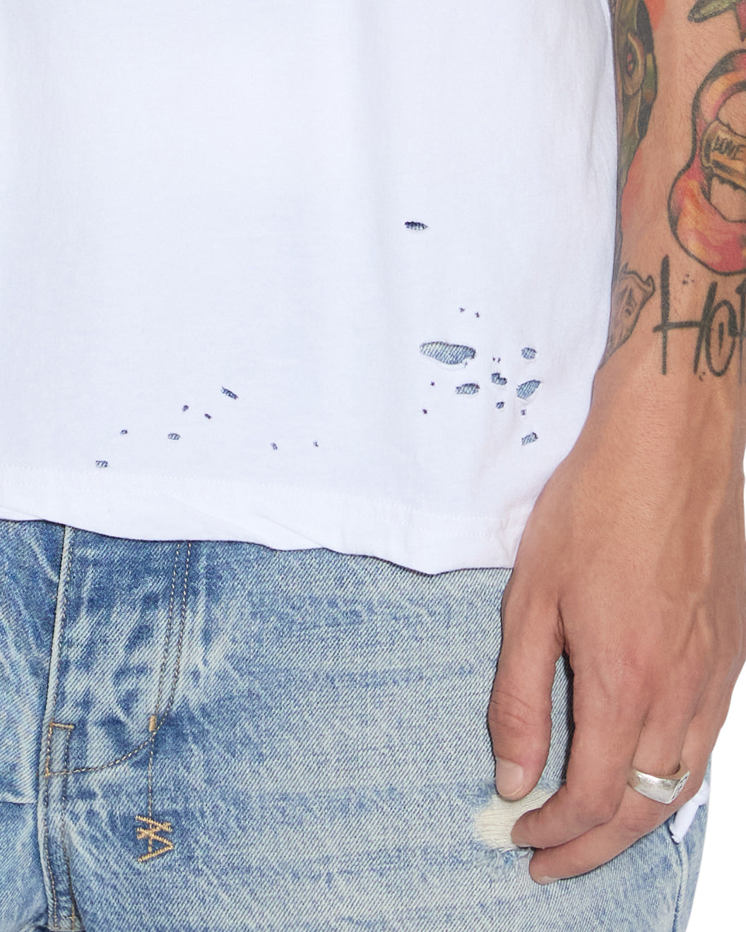 Mens Sioux Ss Tee Vintage White Slim Tees - White