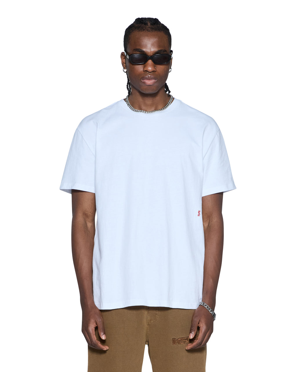 MENS 4X4 PAISE BIGGIE SS TEE WHITE RED TEES