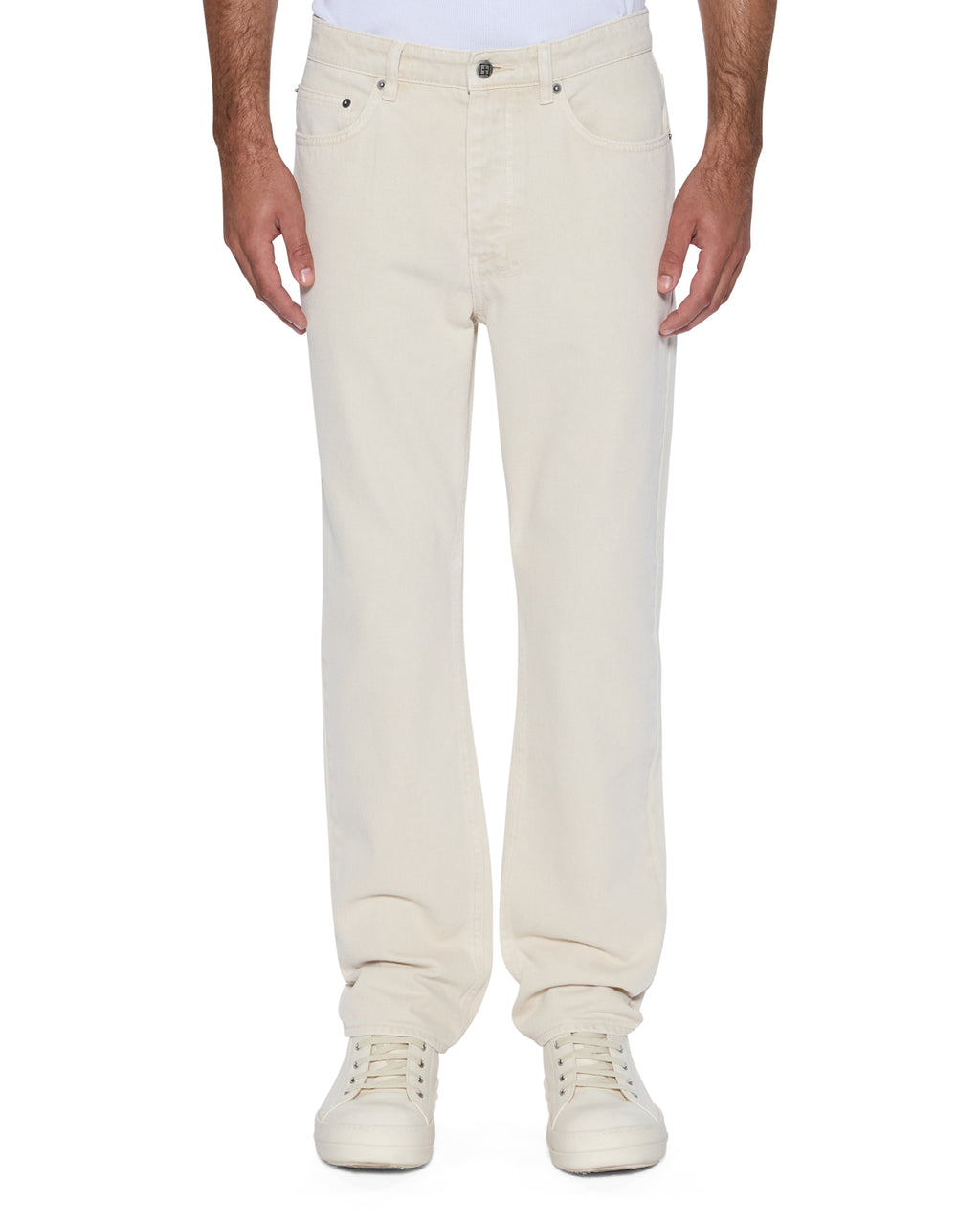 Mens Hazlow Ecru Straight Denim Jeans - Beige