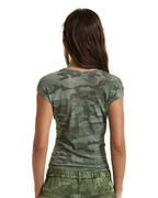 Womens Sheer Rib Camo Slim Tee Fitted Tees - Multi Colour
