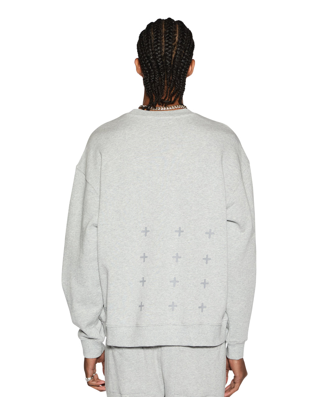 Mens 4 X 4 Biggie Crew Grey Marle Oversized Fleece - Grey