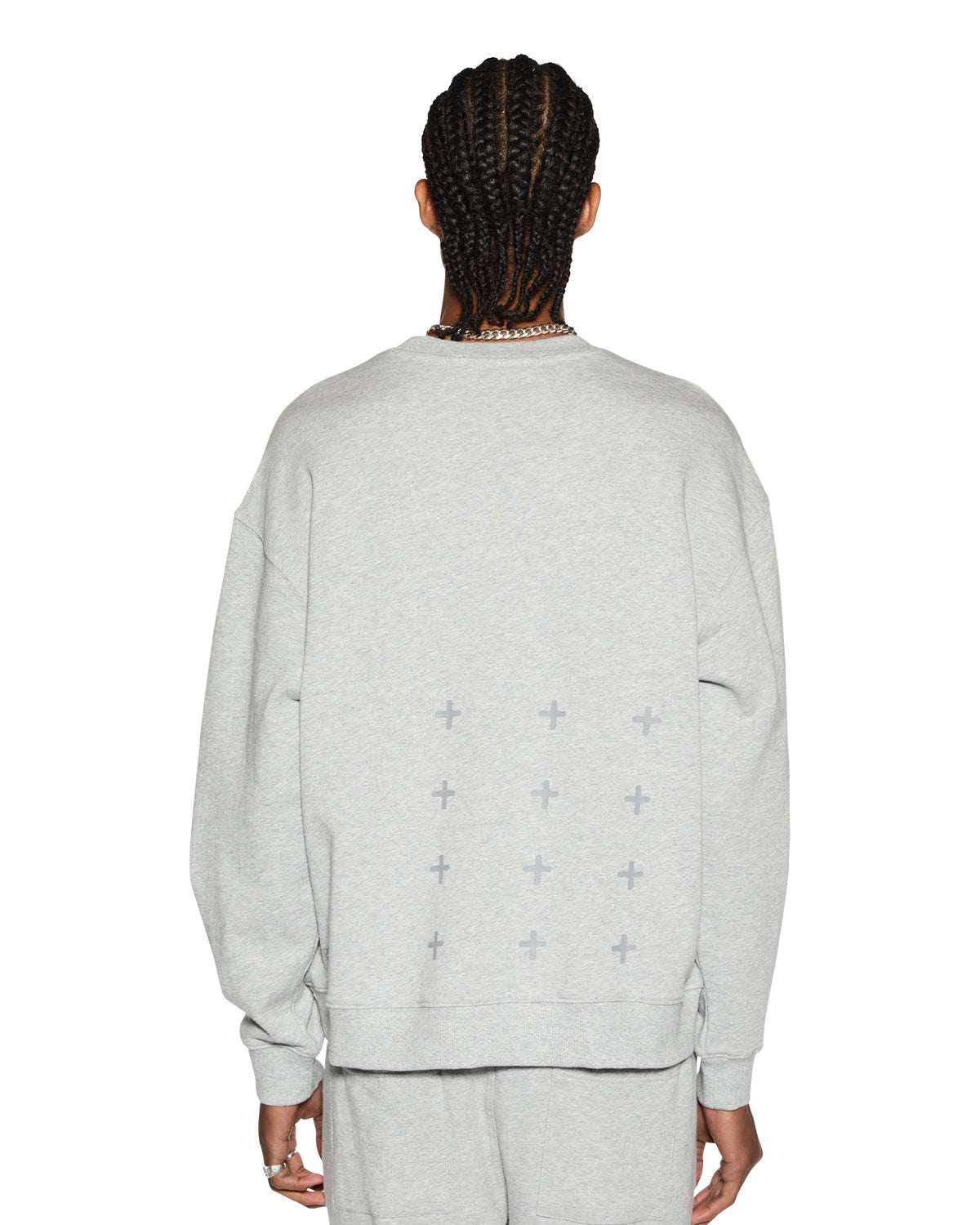 Mens 4 X 4 Biggie Crew Grey Marle Oversized Fleece - Grey
