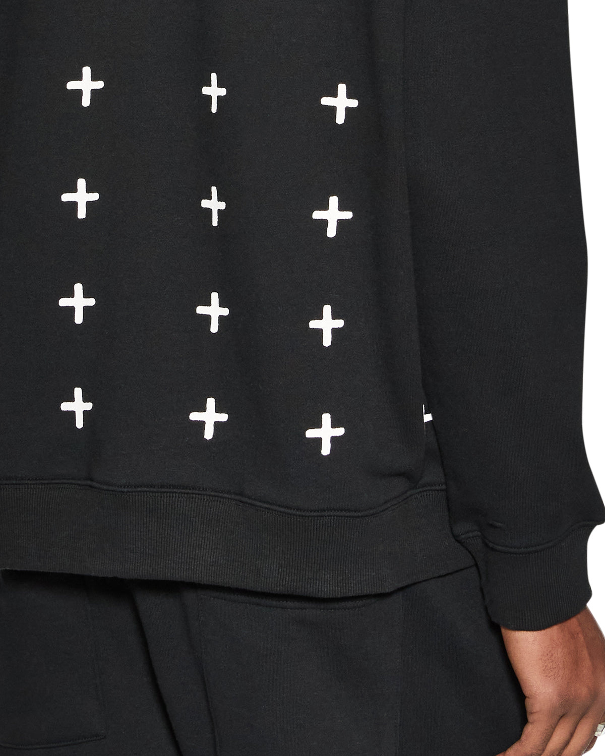 MENS 4 X 4 BIGGIE CREW JET BLACK FLEECE