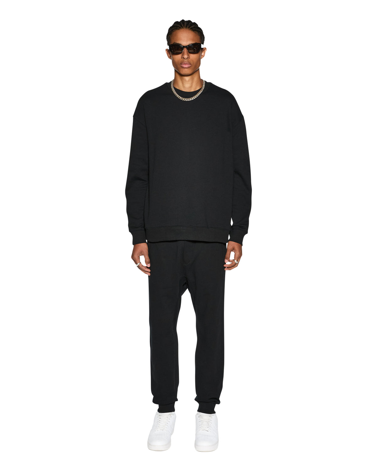 MENS 4 X 4 BIGGIE CREW JET BLACK FLEECE