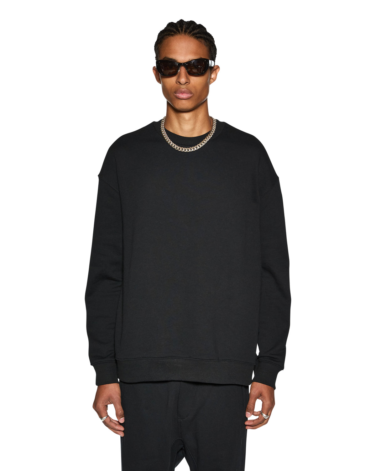 MENS 4 X 4 BIGGIE CREW JET BLACK FLEECE