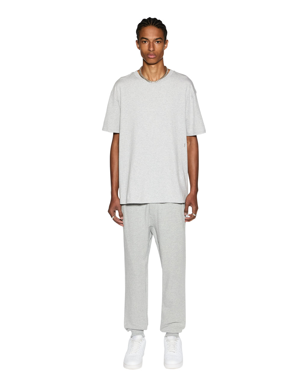 Mens 4 X 4 Biggie Ss Tee Grey Marle Oversized Tees - Grey