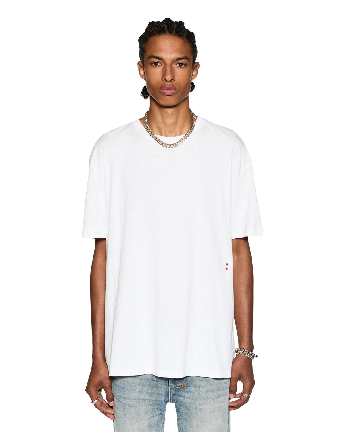 MENS 4X4 BIGGIE SS TEE WHITE/RED TEES