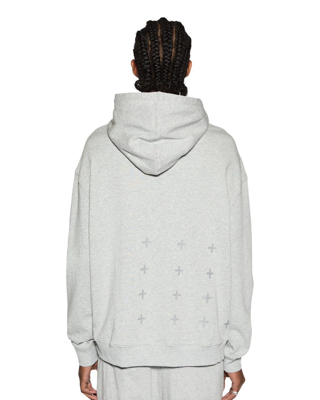 MENS 4 X 4 BIGGIE HOODIE GREY MARLE FLEECE
