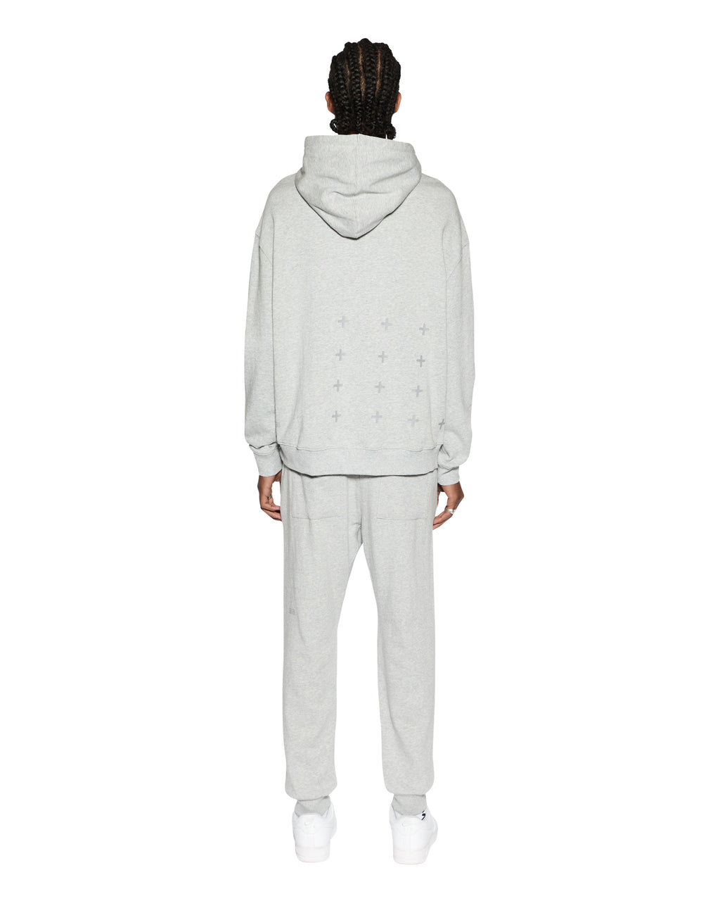 MENS 4 X 4 BIGGIE HOODIE GREY MARLE FLEECE