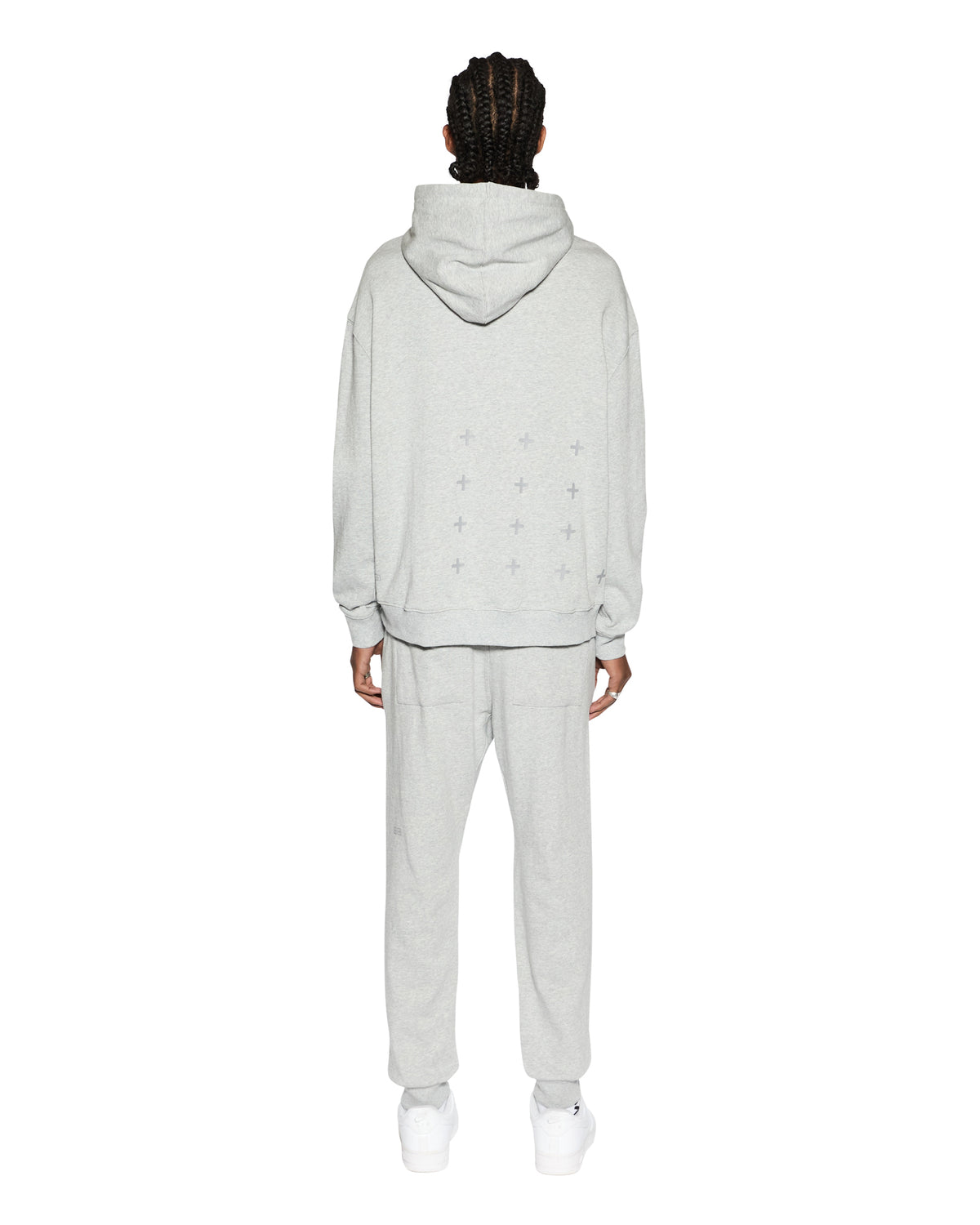 MENS 4 X 4 BIGGIE HOODIE GREY MARLE FLEECE