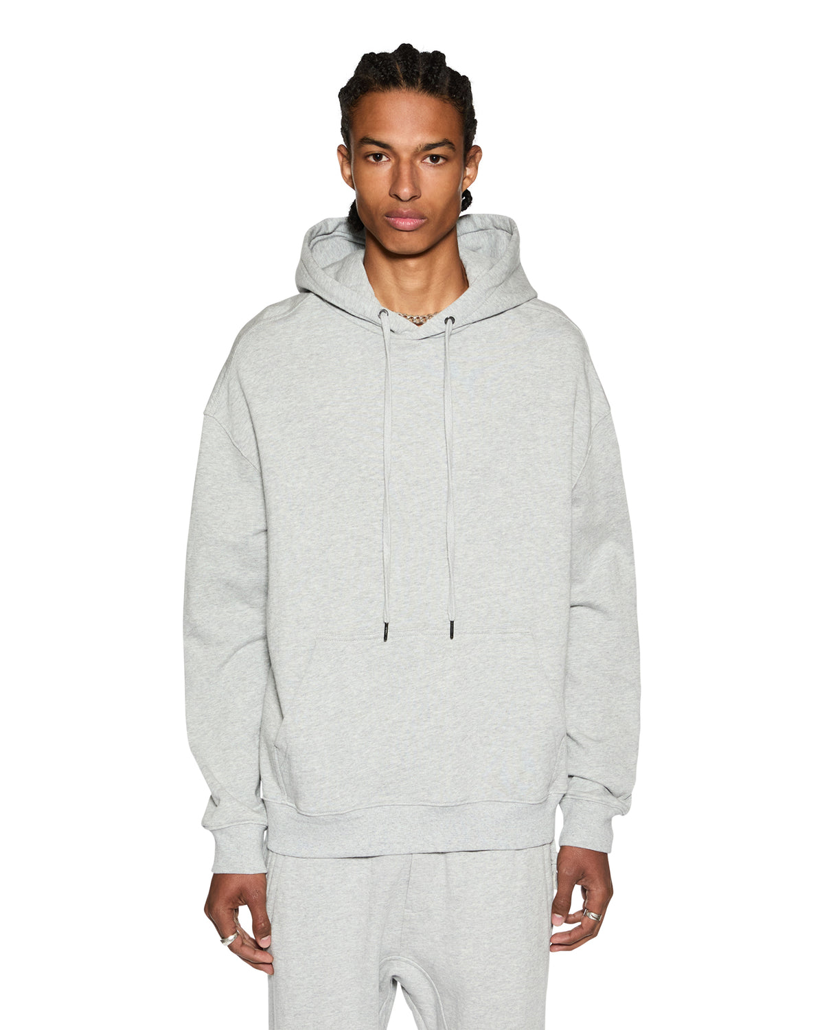 MENS 4 X 4 BIGGIE HOODIE GREY MARLE FLEECE