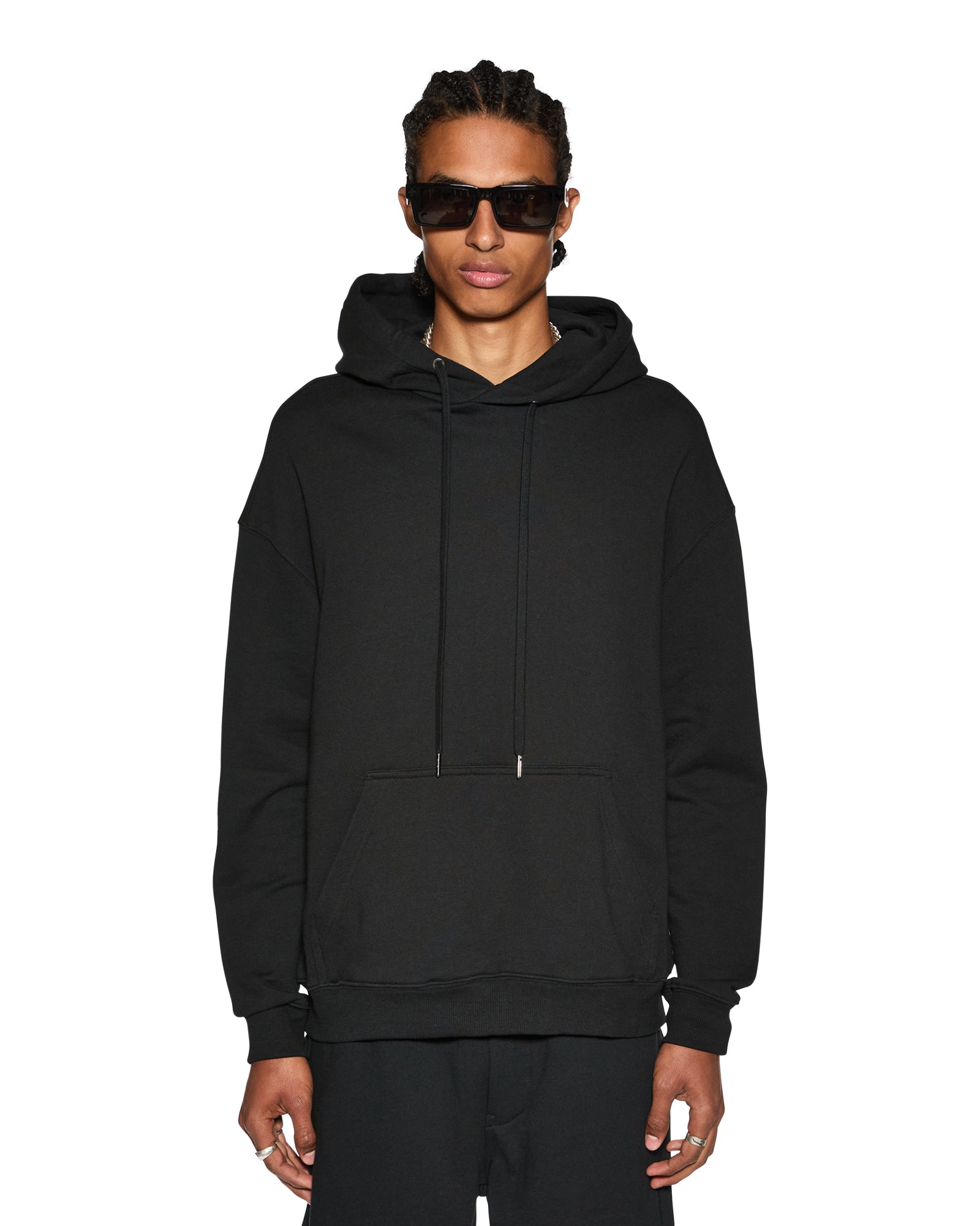 MENS 4 X 4 BIGGIE HOODIE JET BLACK FLEECE