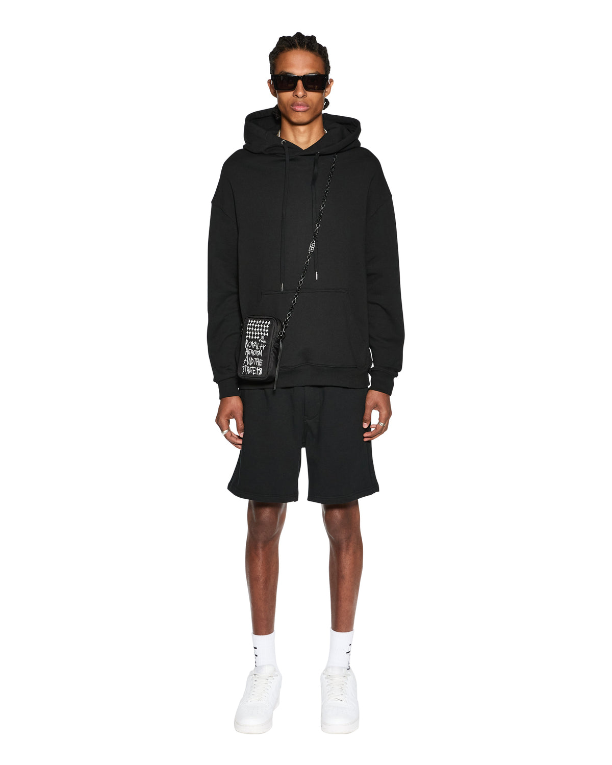 MENS 4 X 4 BIGGIE HOODIE JET BLACK FLEECE