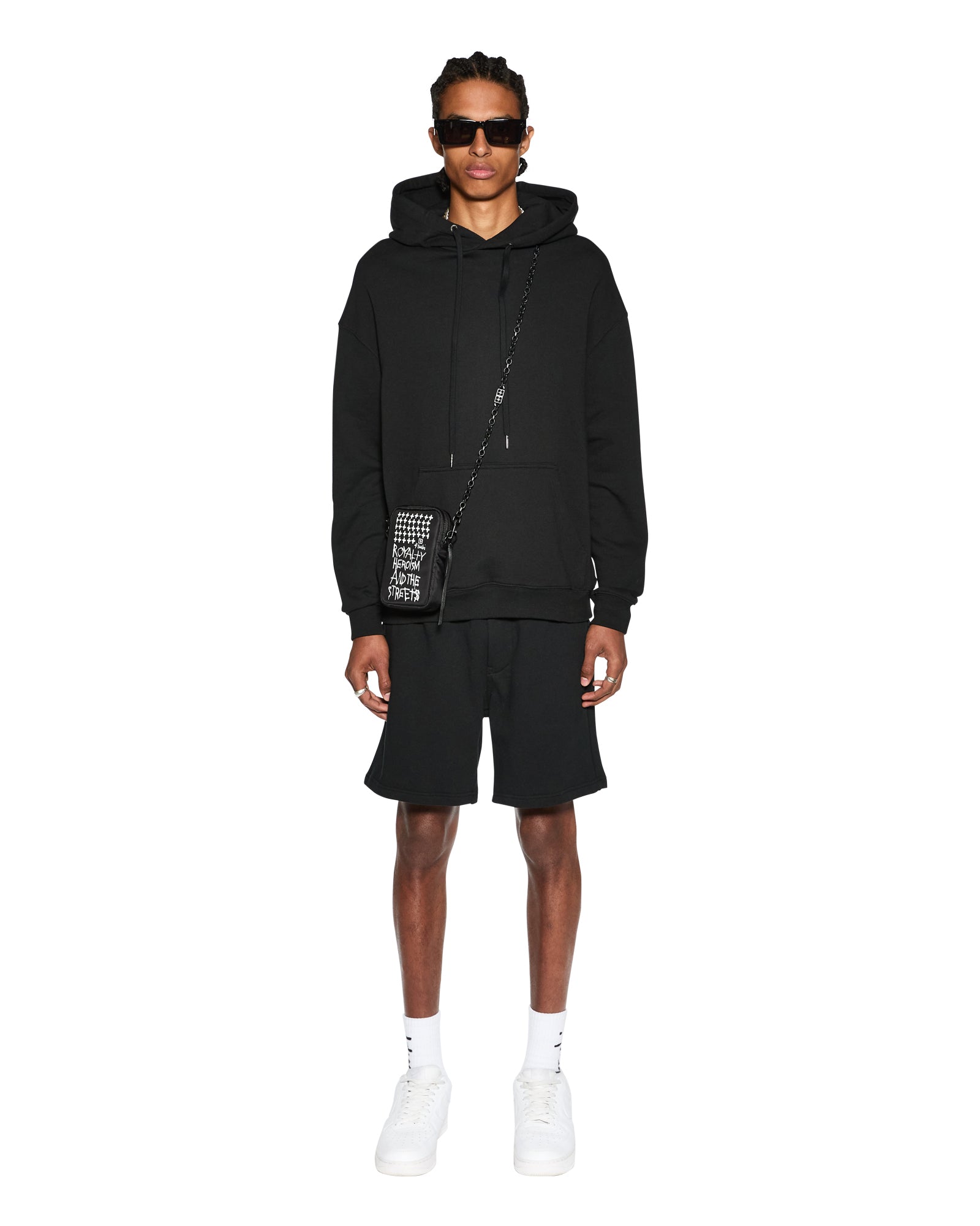 MENS 4 X 4 BIGGIE HOODIE JET BLACK FLEECE