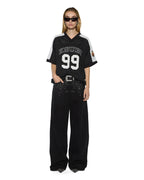 Womens 99 Ss Jersey Black Baggy Tees - Black