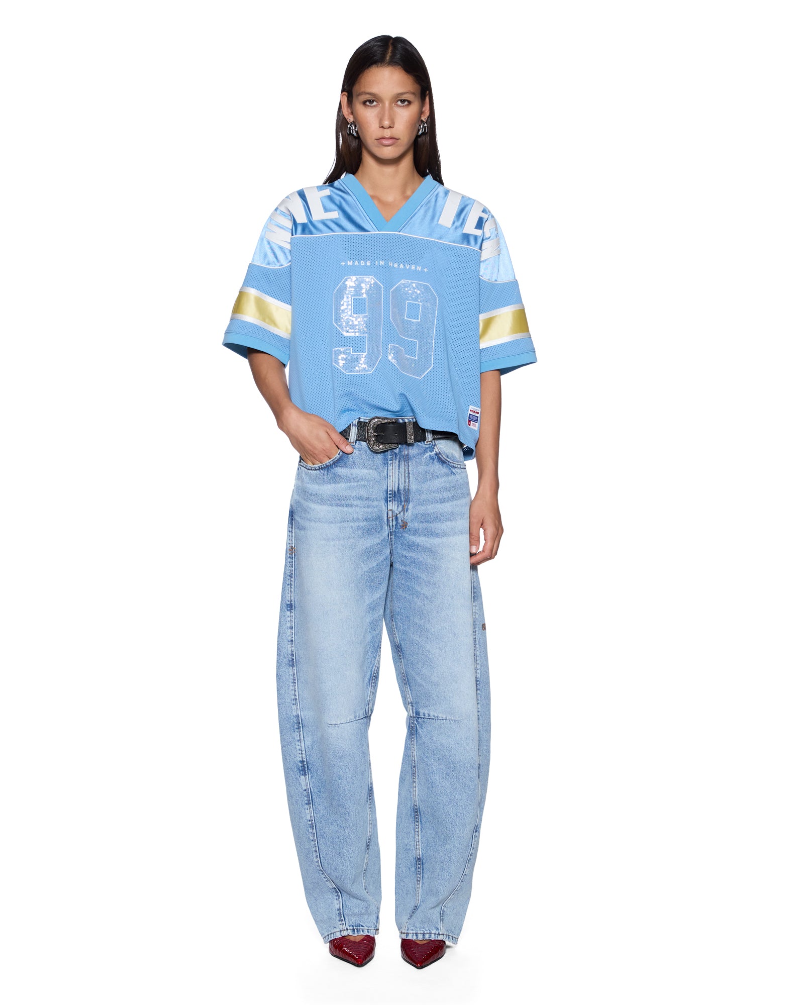 Womens 99 Spark Jersey Azure Yellow Fashion Tops | Ksubi ++