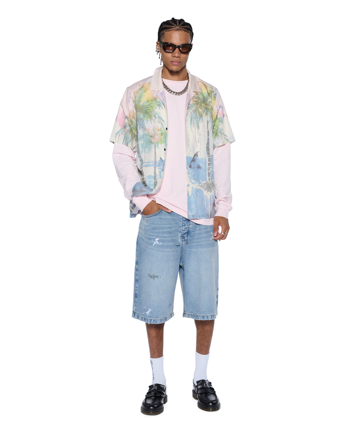 Mens Allday Biggie Ls Tee Ice Quartz Oversized Tees - Pink
