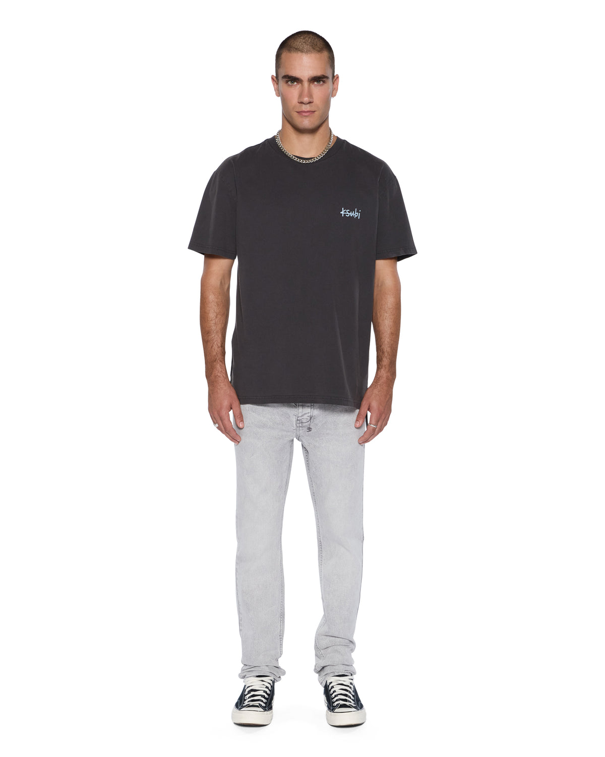 Mens Allday Biggie Ss Tee Faded Black Oversized Tees - Black