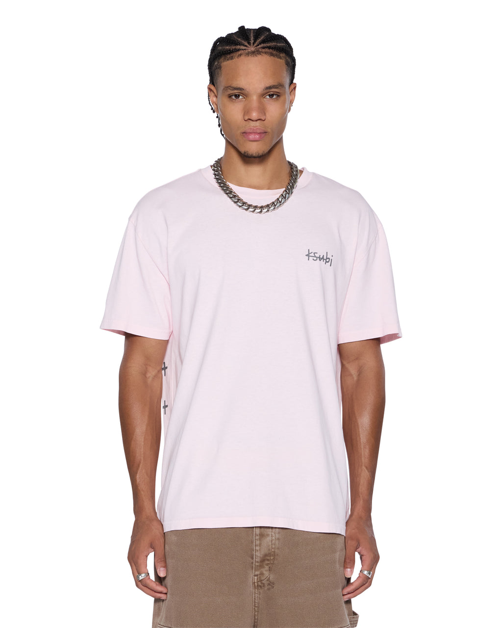 Mens Allday Biggie Ss Tee Ice Quartz Oversized Tees - Pink