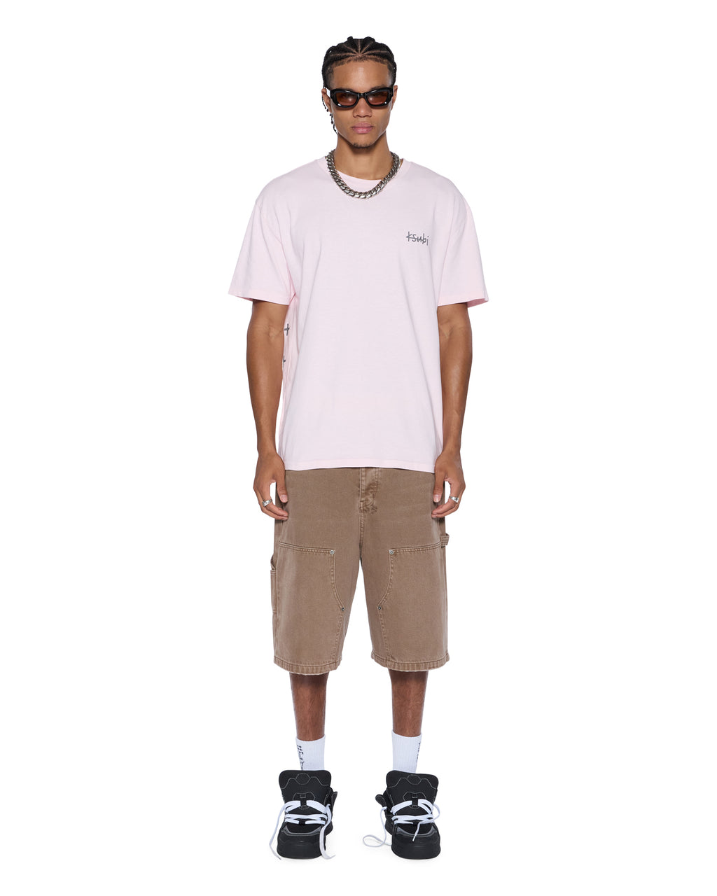 Mens Allday Biggie Ss Tee Ice Quartz Oversized Tees - Pink