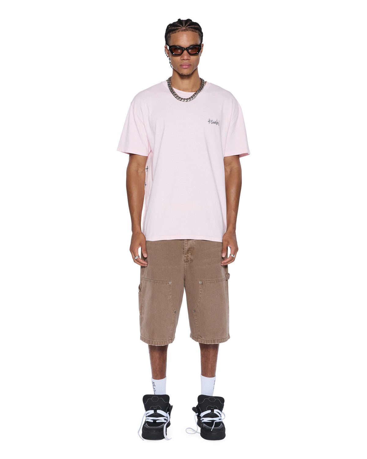 Mens Allday Biggie Ss Tee Ice Quartz Oversized Tees - Pink