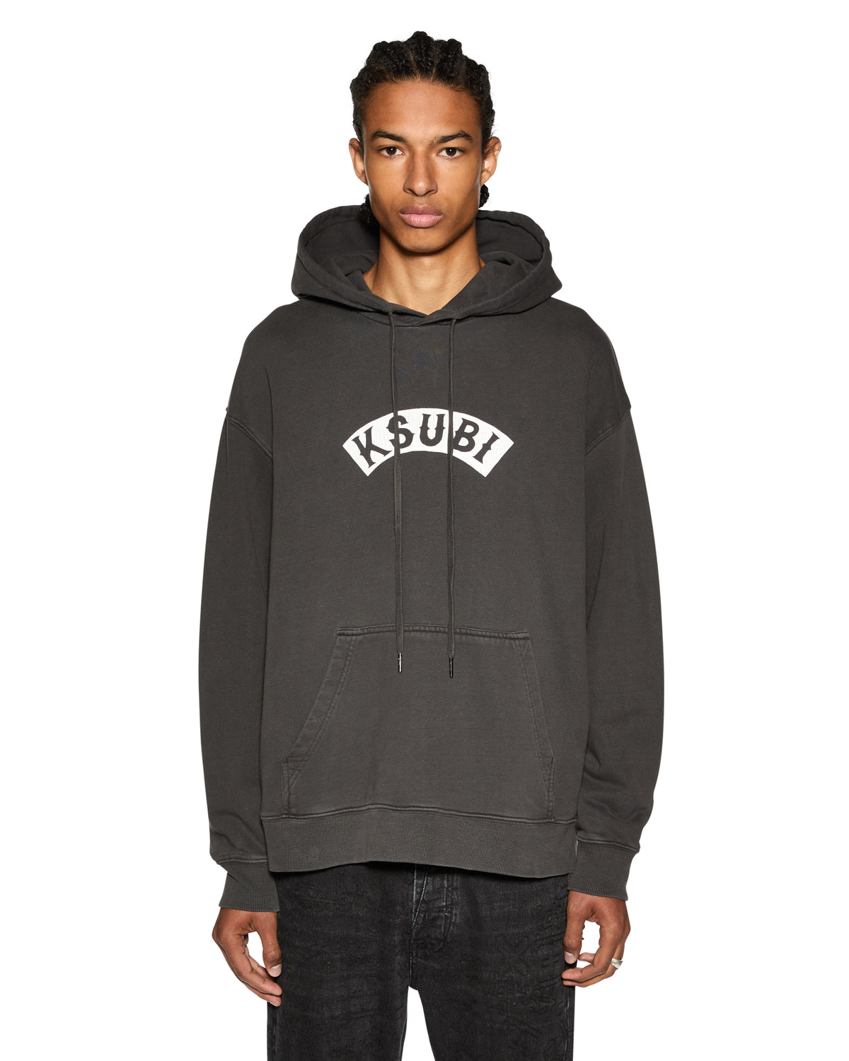 Mens Baddies Biggie Hoodie Faded Black Oversized Fleece - Black