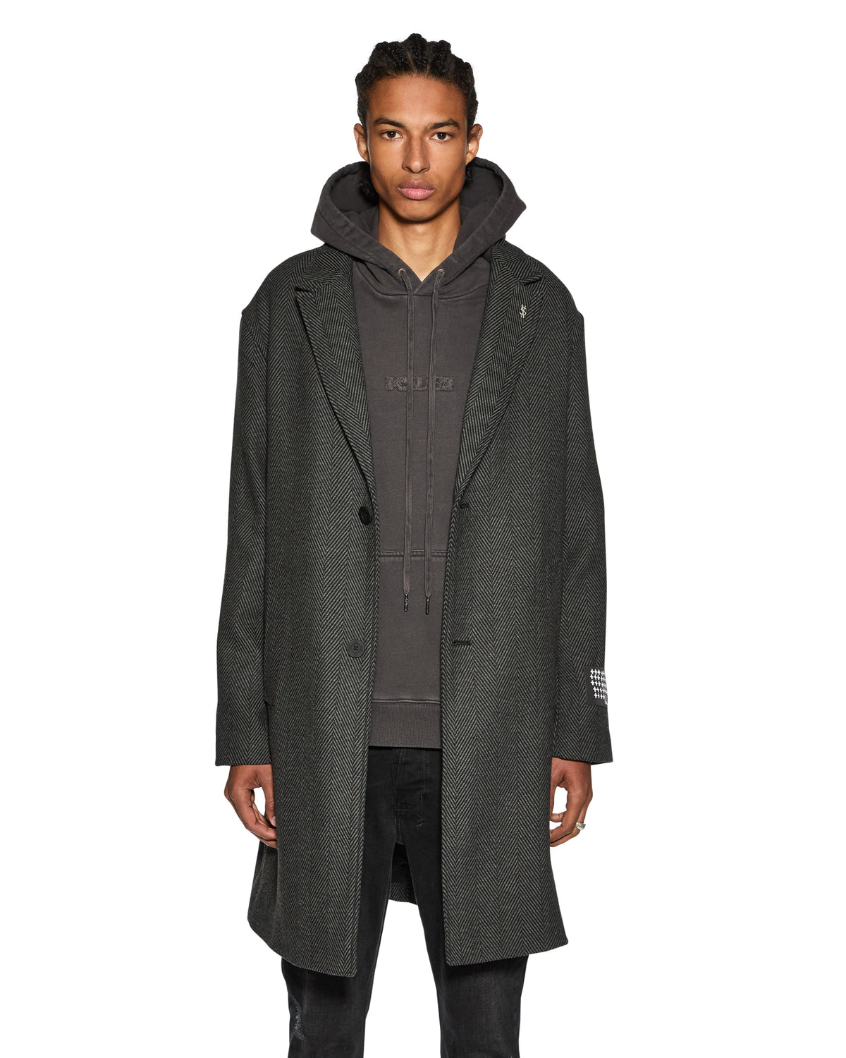 Mens Battery Coat Herringbone Regular Jackets - Grey