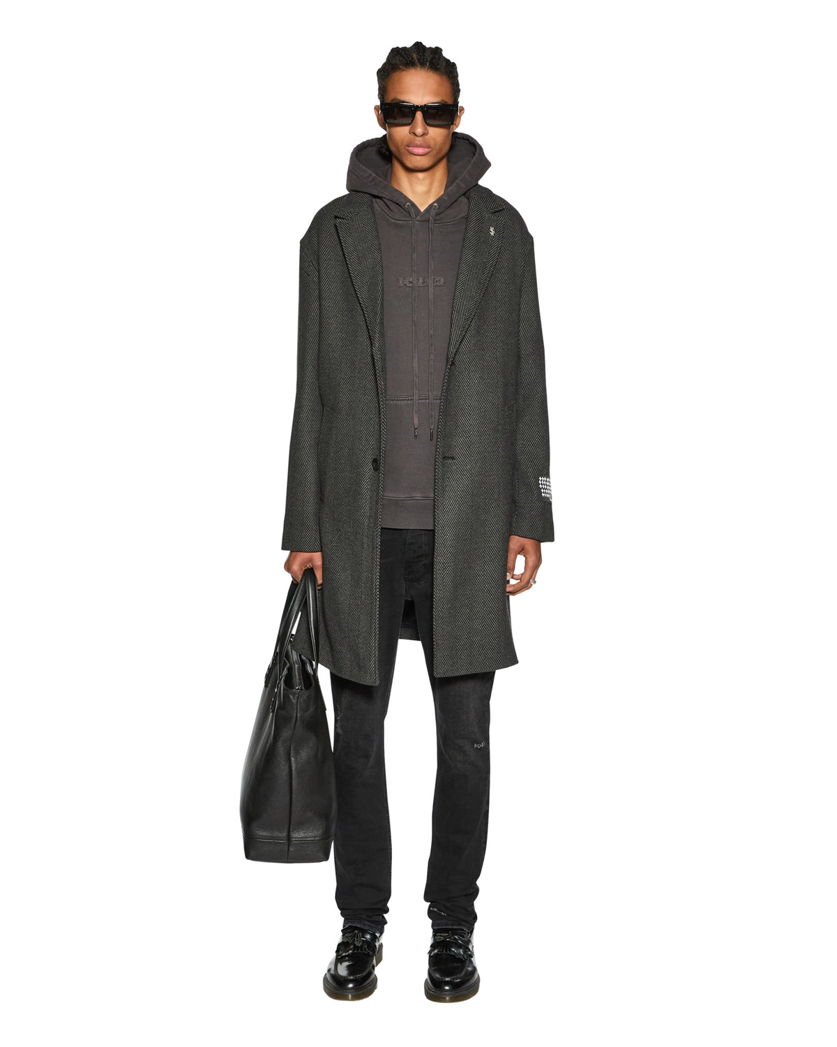 Mens Battery Coat Herringbone Regular Jackets - Grey