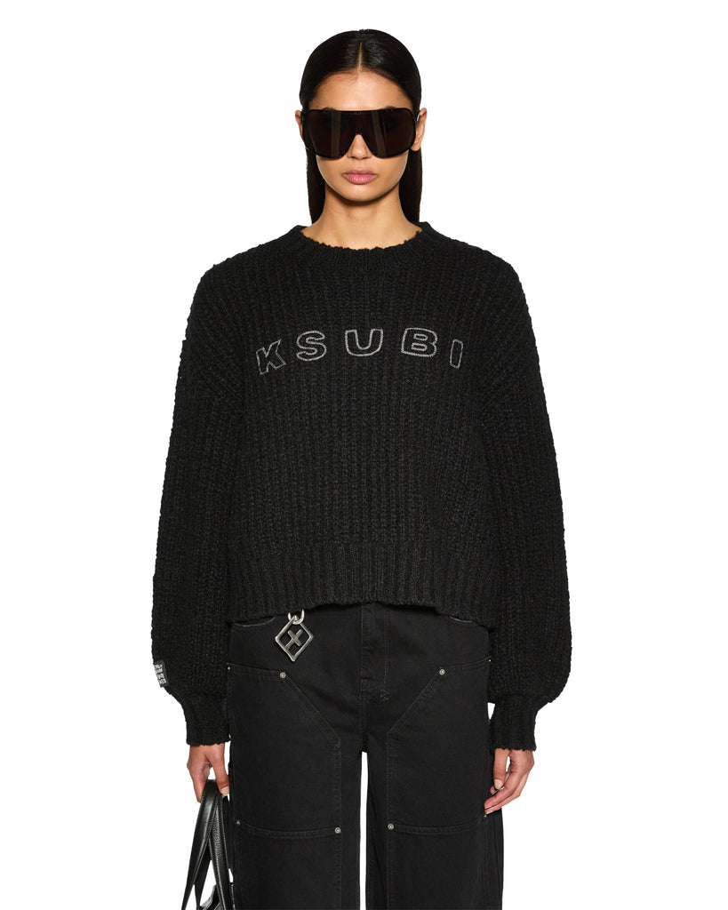 Bookie Oversized Knit Sweater - Black | Ksubi ++